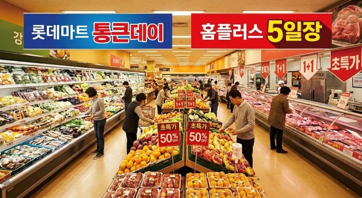  속보! 오늘부터 시작! 롯데마트 통큰데이 & 홈플러스 5일장, 역대급 할인 싹쓰리 비법 대공개! (ft.이마트 고래잇페스타)