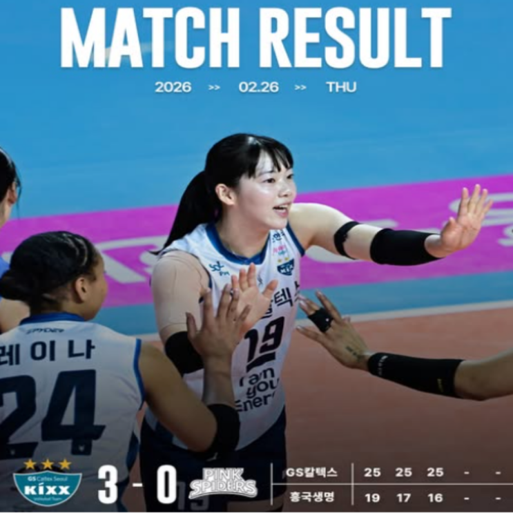 GS는 실바와 레이나, 그리고 유서연이 해줘야 한다!! 삼각편대 활약으로 흥국생명에 승리하며 봄배구 가능성 더 높아졌다!! 그런데 8주 진단 오세연이 벌써 복귀??