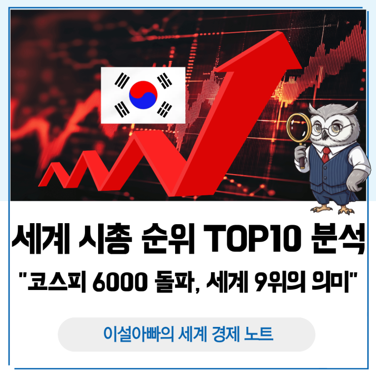  세계 시총 순위 Top10 분석: 코스피 6000 돌파, 한국 증시 세계 9위의 의미