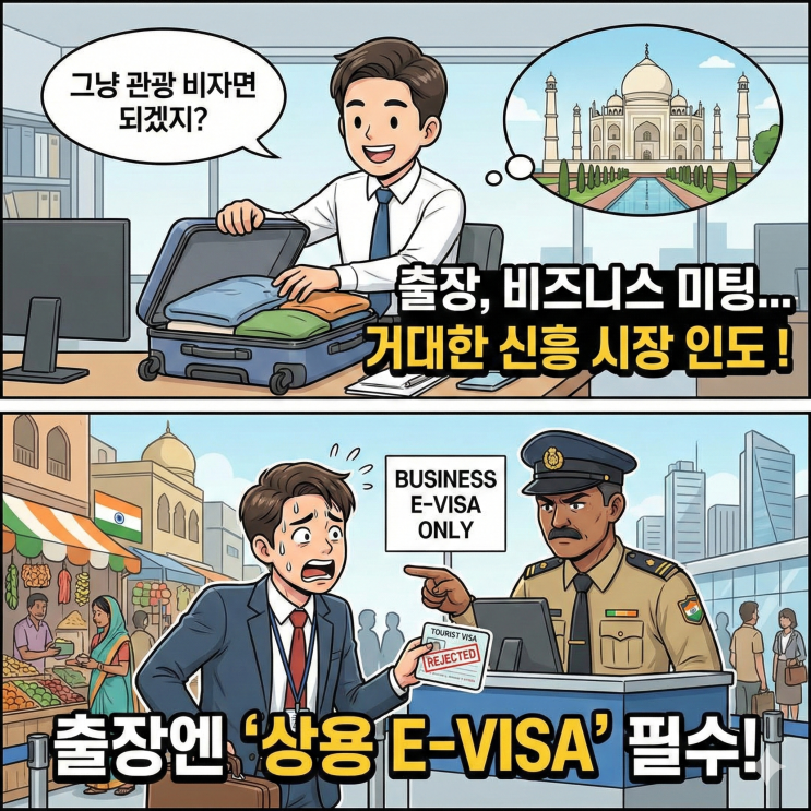  인도 비자 발급 주의 사항: 출장 미팅은 무조건 상용 E-VISA 필수