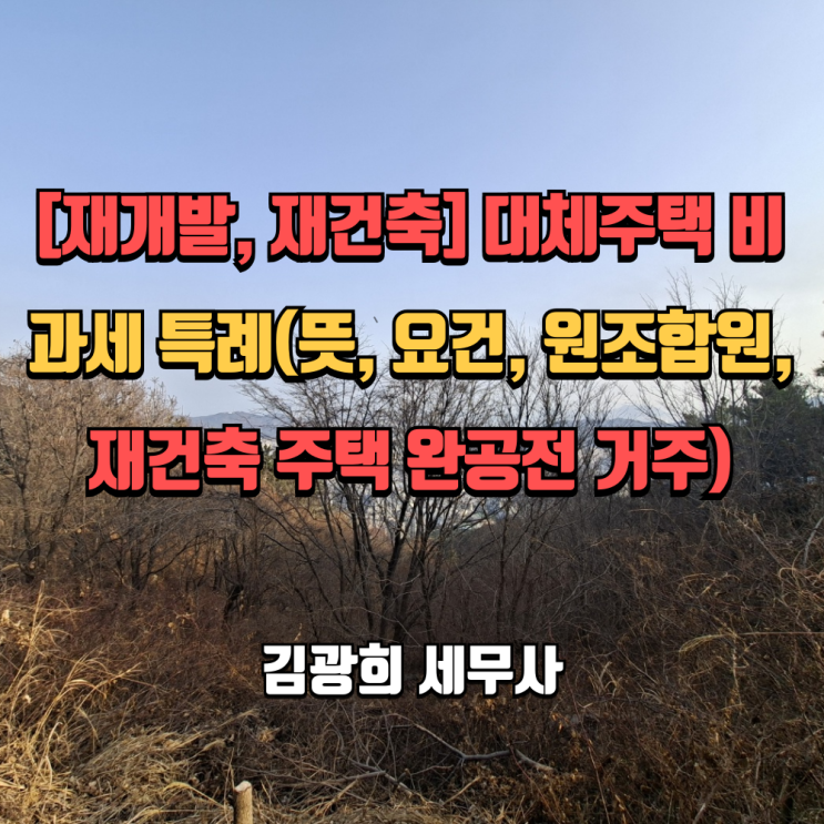  [재개발, 재건축] 대체주택 비과세 특례란(뜻, 요건, 원조합원, 재건축 주택 완공전 거주)