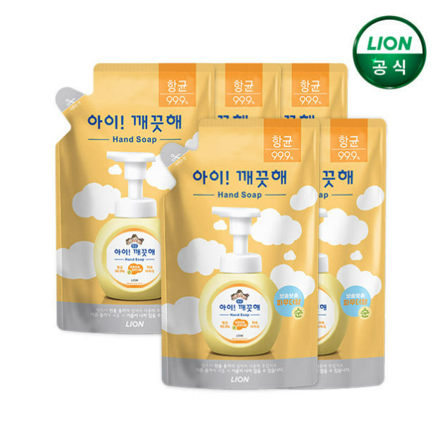  라이온 아이깨끗해 핸드워시 200ml 리필x5개 가성비 거품형 추천