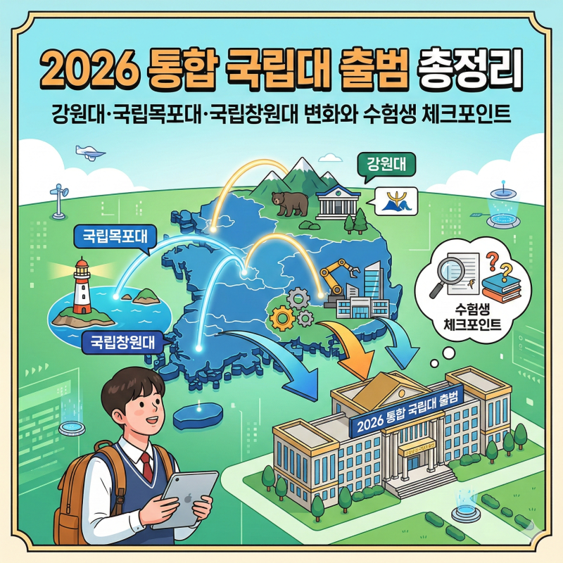 2026 통합 국립대 출범 총정리: 강원대·국립목포대·국립창원대 변화와 수험생 체크포인트