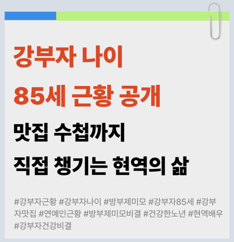 강부자 나이 85세 근황 공개 – 맛집 수첩까지 직접 챙기는 현역의 삶
