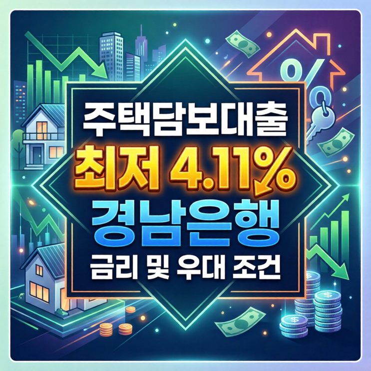  주택담보대출 최저 4.11%: BNK경남은행 금리 및 우대 조건 (26년 3월)