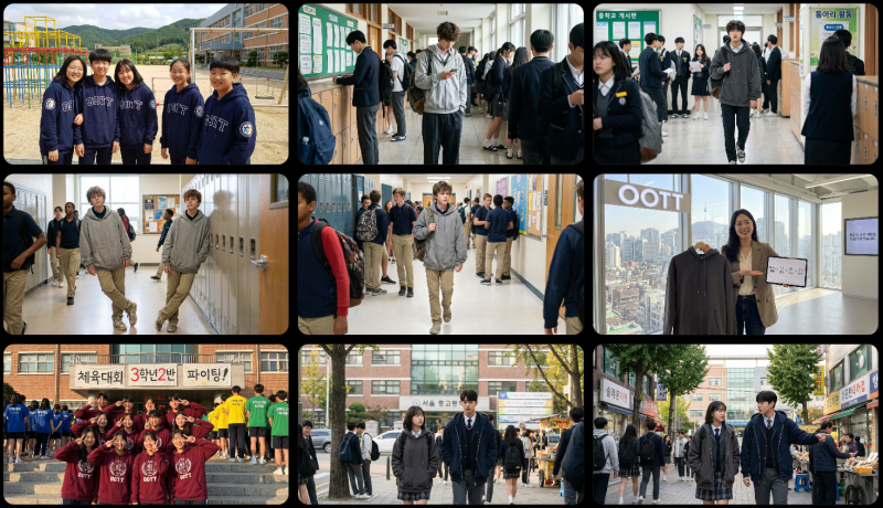 고등학생 중학생 후드집업 후드티 생활형 교복