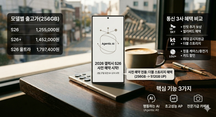 2026 갤럭시 S26 사전 예약 시작: 모델별 가격 및 혜택 총정리
