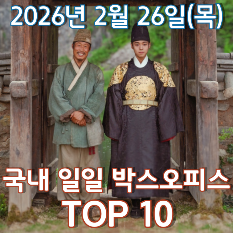  [2월 26일] 국내 박스오피스 - '왕과 사는 남자' 673만 돌파!