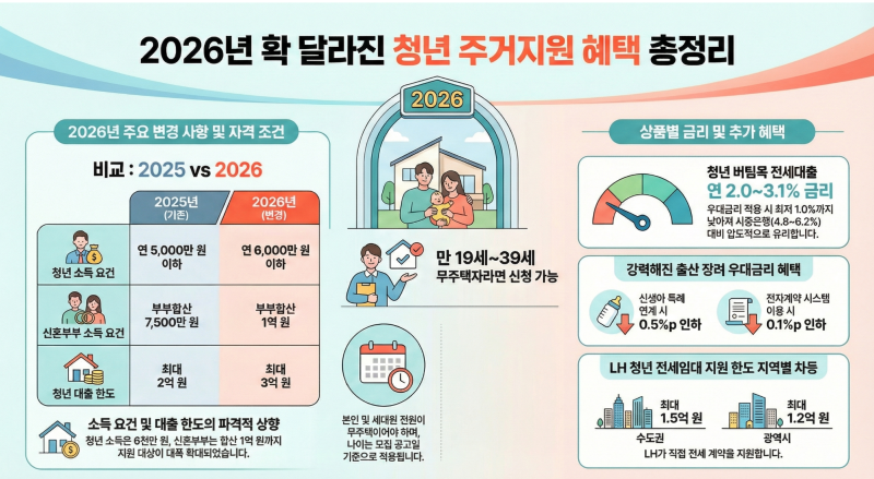 2026 청년 전세자금대출 가이드: 버팀목 HUG와 LH 조건 및 금리 비교