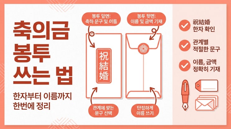  결혼 축의금 봉투 쓰는 법, 한자부터 이름까지 한번에 정리
