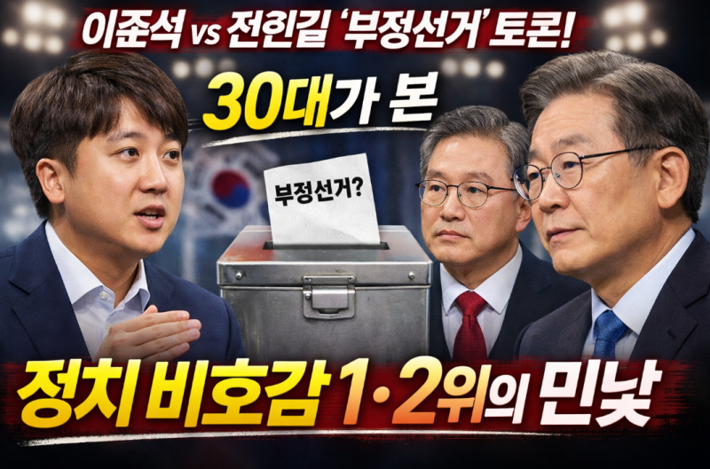 이준석 VS 전한길 부정선거 토론, 30대가 본 정치 비호감 1·2위의 민낯