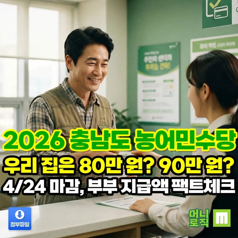 [최대 80만원] 2026 충청남도 농어민수당 신청 기간 및 지원자격 요건 총정리