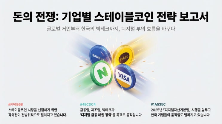 네이버, 카카오, 삼성전자, 쿠팡, 구글, 아마존의 스테이블코인 전략.