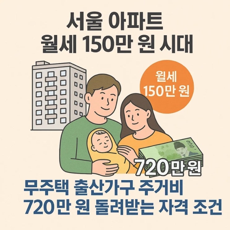  서울 아파트 월세 150만원 시대, 무주택 출산가구 주거비 720만원 돌려받는 자격 조건