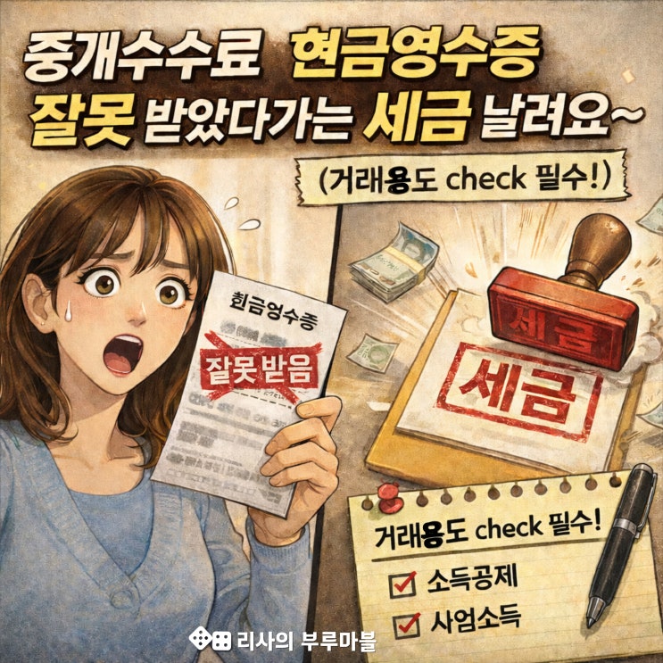  중개수수료 현금영수증 잘못 받았다가는 세금 날려요~  (거래용도 check 필수!)
