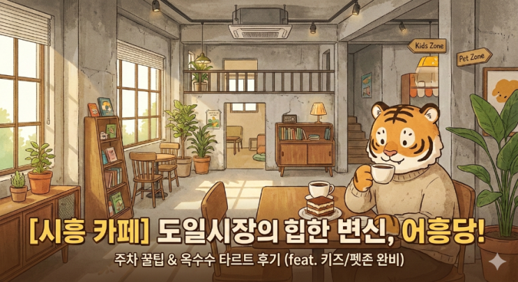  [시흥 거모동 카페] 도일시장의 힙한 변신, '어흥당' 찐 방문 후기: 주차부터 옥수수 타르트까지 총정리(내돈내산)