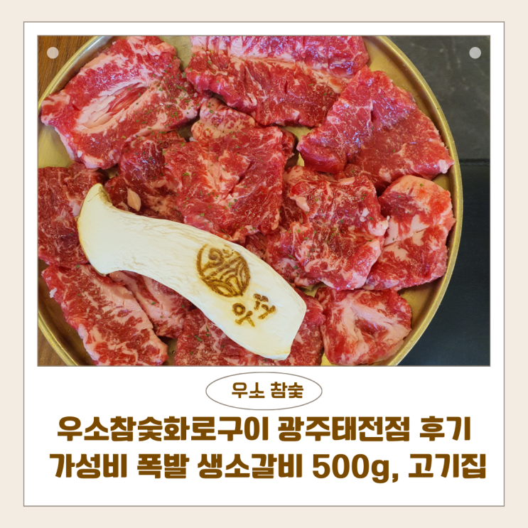  우소참숯화로구이 광주태전점 후기 | 가성비 폭발 생소갈비 500g, 태전동 고기집