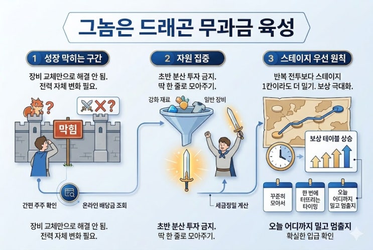  그놈은 드래곤 무과금 육성, 다이아 여기만 쓰니까 덜 막히더라고요