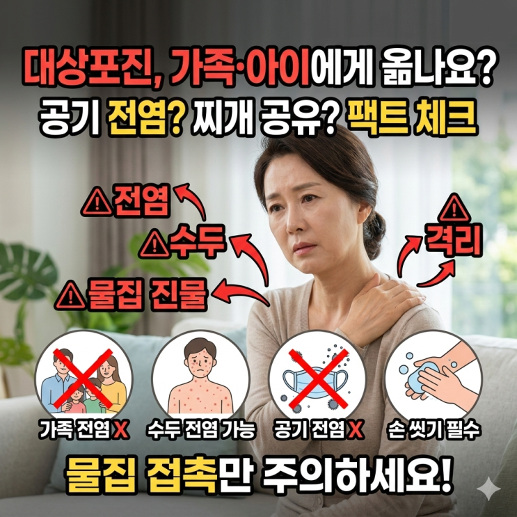  대상포진 전염될까요? 가족·아이에게 옮나요｜전염 가능성 완전 정리