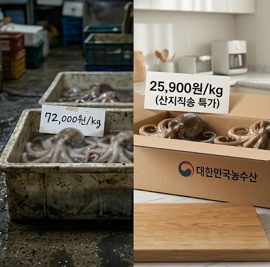 2026 국내산 활 쭈꾸미 1kg 가격 폭락? 수산시장 가기 전 모르면 손해 보는 1가지