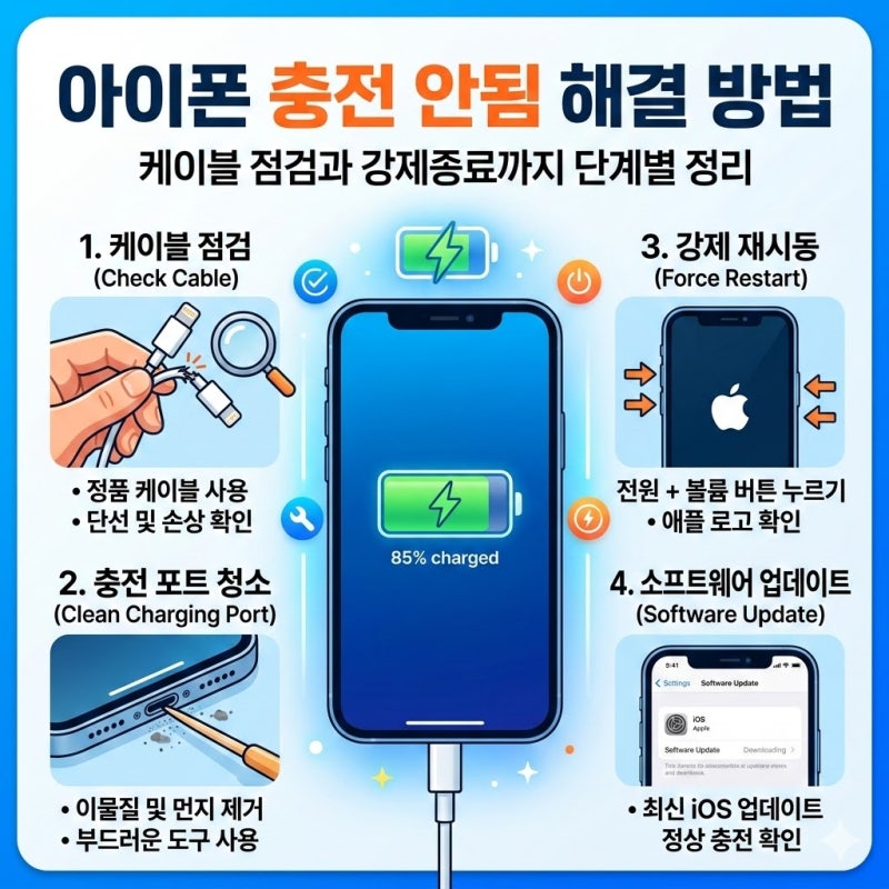 아이폰 충전 안됨 해결 방법 케이블 점검과 강제종료까지 단계별 정리