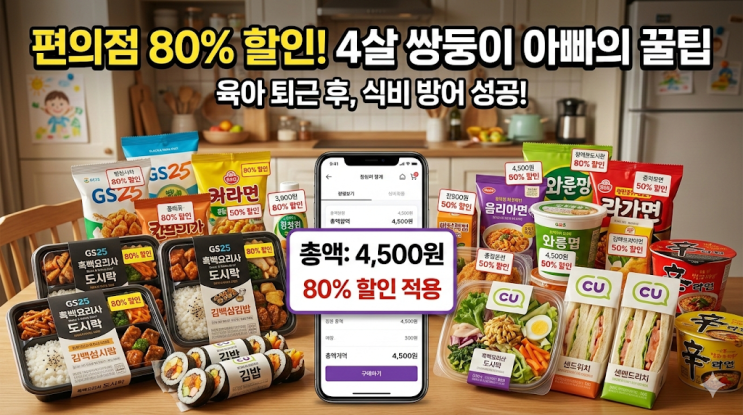  30대 쌍둥이 육아, 밥 해먹을 기운도 없을 때 편의점 80% 할인으로 광명 찾은 썰