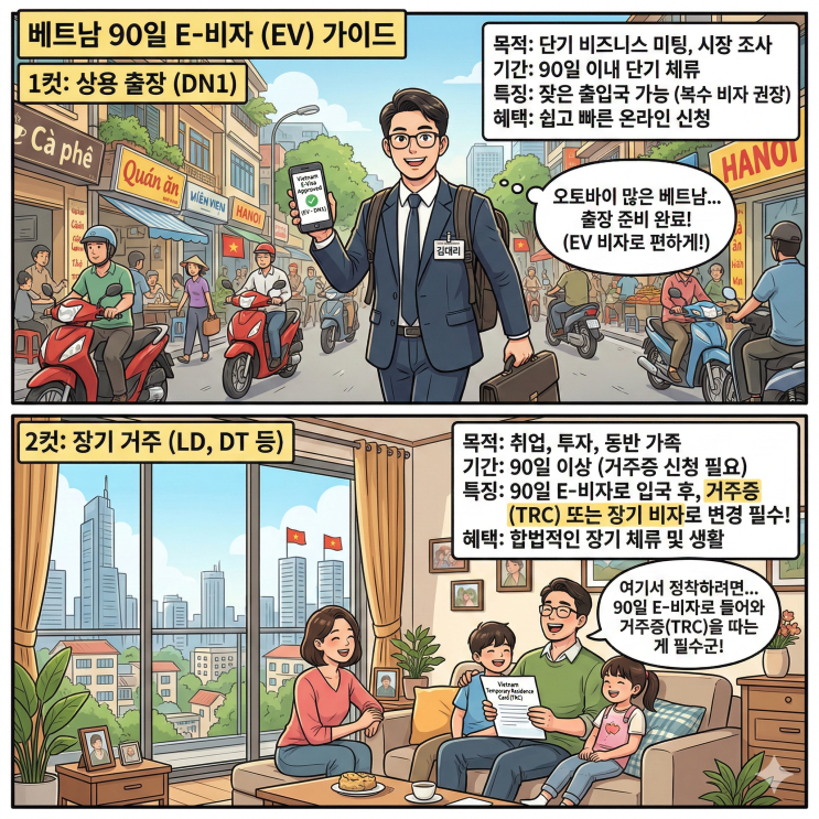  베트남 e 비자 90일 목적에 맞는 체류 타입 상용 출장 vs 장기 거주