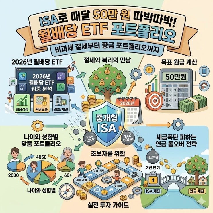  2026년 중개형 ISA 완벽 활용법: 월배당 ETF로 매달 50만 원 제2의 월급 만들기