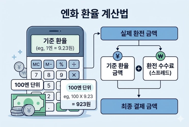  엔화 환율, 10만원 환전 차이 계산기부터 수수료 우대 100% 은행까지