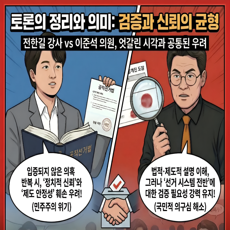 이준석 전한길 부정선거 토론 정리｜도장 논란·사전투표 통계 쟁점 총정리