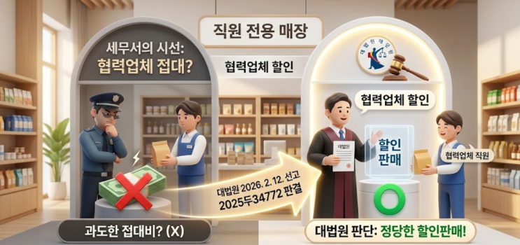  대법원 2026. 2. 12. 선고 2025두34772 판결 - 협력업체 직원 할인, 이게 정말 '접대'인가요?
