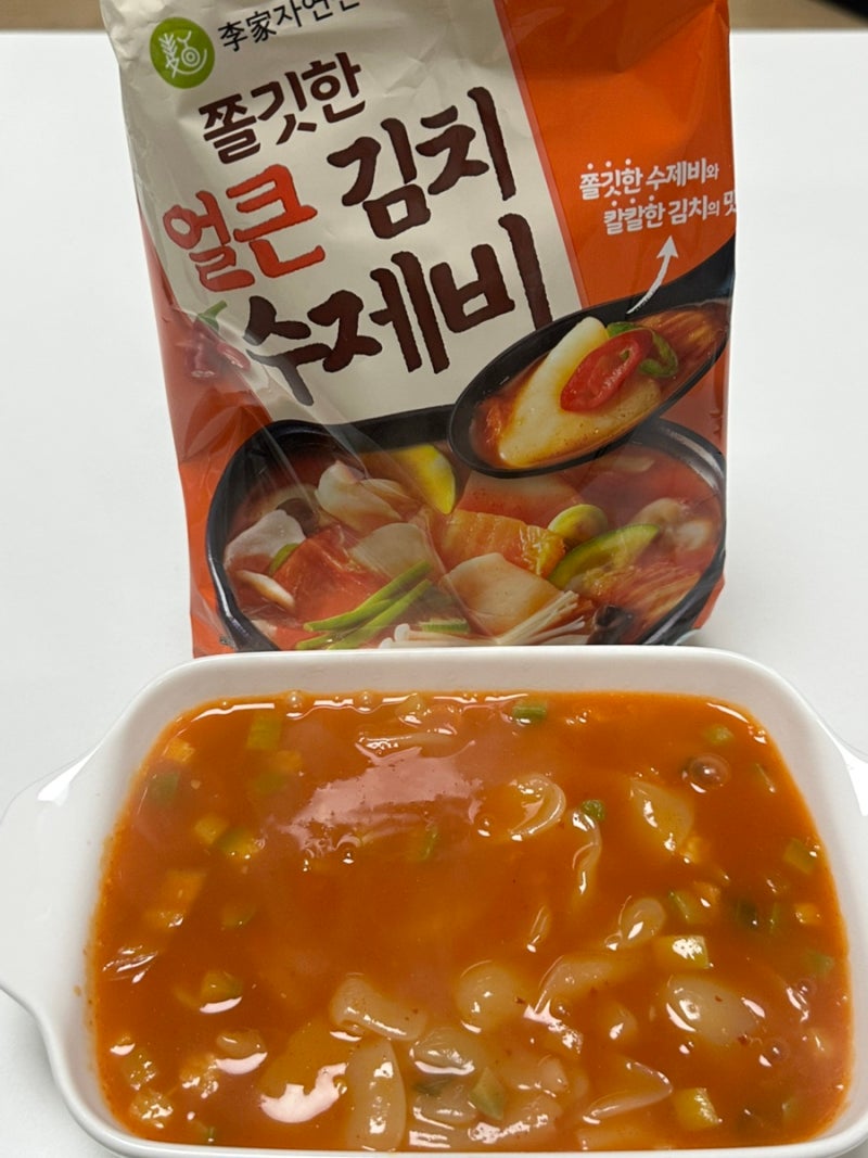 이가자연면 쫄깃한 얼큰김치수제비 초간단 수제비만드는법 김치수제비밀키트