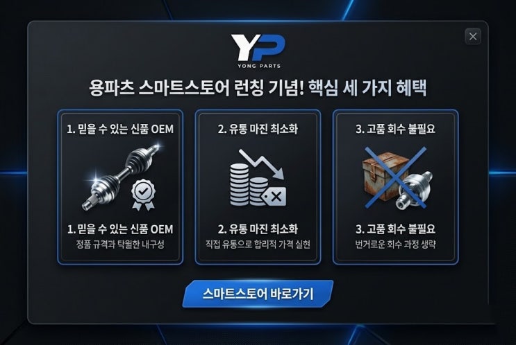  용파츠 네이버스마트스토어 오픈 – 수입차 등속조인트(CV조인트) 전문 판매 시작