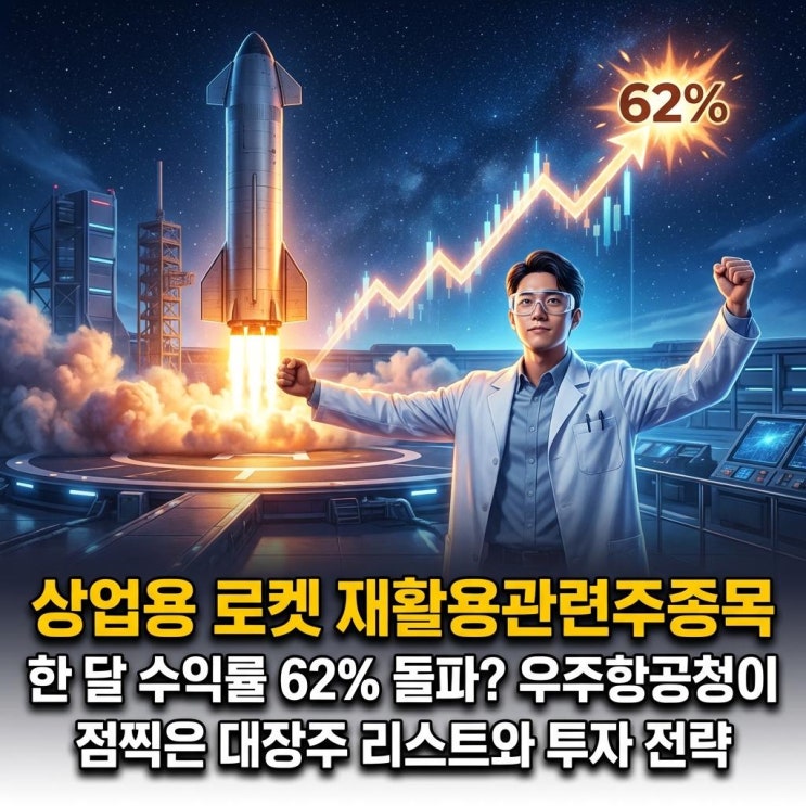  상업용 로켓 재활용관련주종목 한 달 수익률 62% 돌파? 우주항공청이 점찍은 대장주 리스트와 투자 전략.