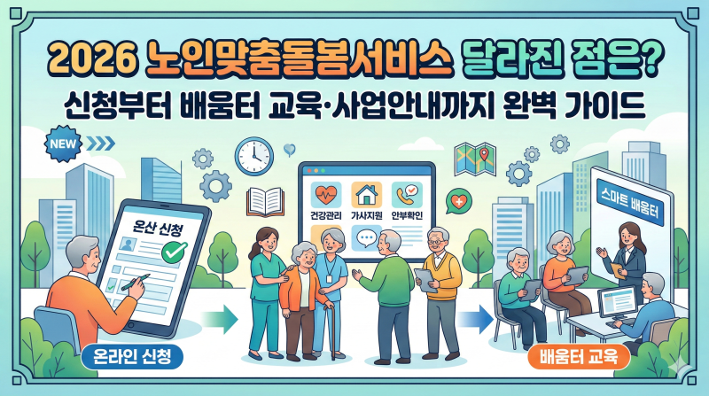 2026 노인맞춤돌봄서비스 달라진 점은? 신청부터 배움터 교육·사업안내까지 완벽 가이드