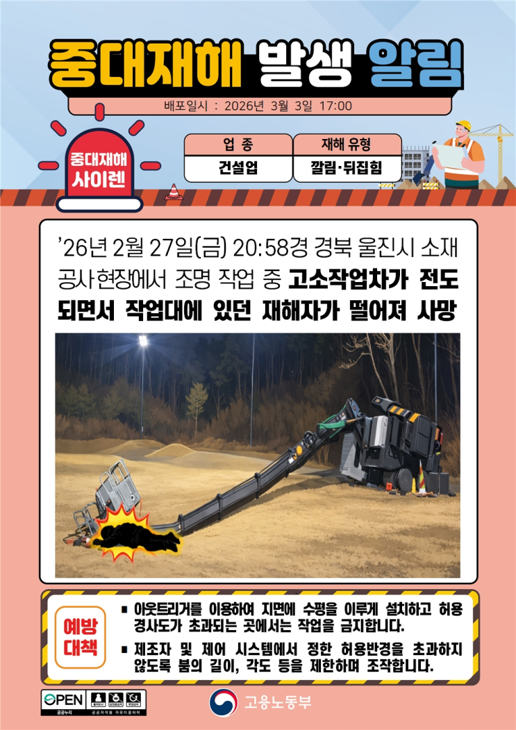  ['26.02.27]울진 골프장 고소작업차 넘어져 70대 사망