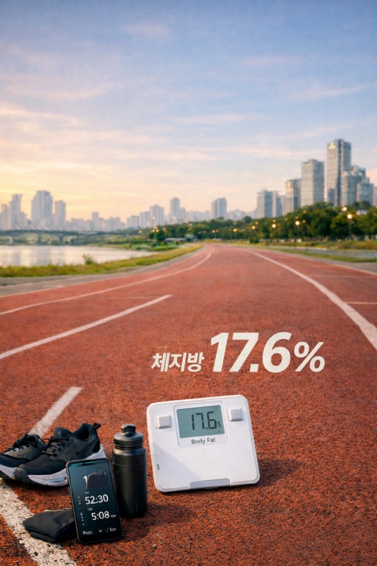  초보 러너의 76차 일지!"마흔여덟, 17.6%의 체지방률이 말해주는 '땀의 정직함'"