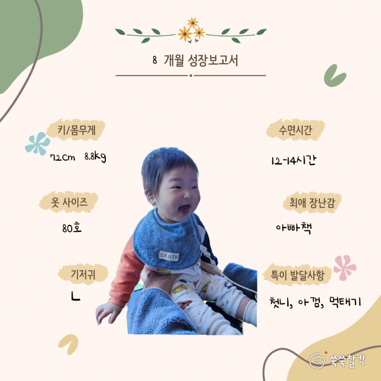  생후 8개월 아기 성장기록 및 육아일기(첫니, 낯가림 그리고 아껌, 이유식 거부 먹태기)