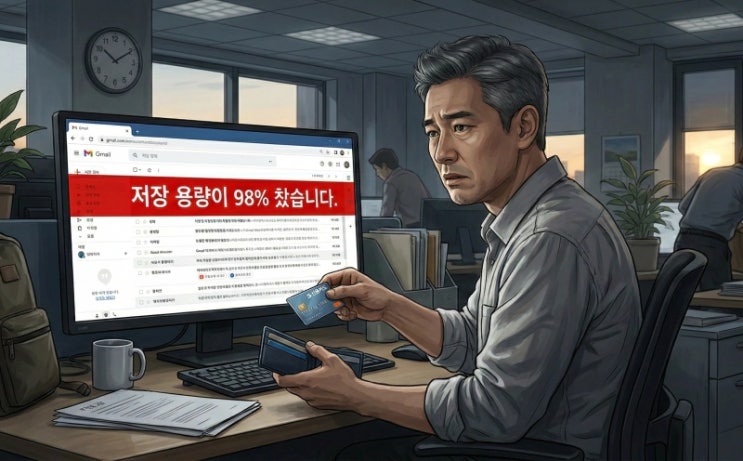  수요일 오후 5시, 퇴근 전 딱 1분만!  꽉 찬 '구글 용량' 15GB 뻥 뚫는 마법의 검색어 (구독료 방어)