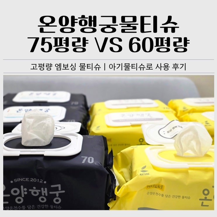  온양행궁물티슈 75평량 vs 60평량 비교｜온양온천수 엠보싱물티슈 후기