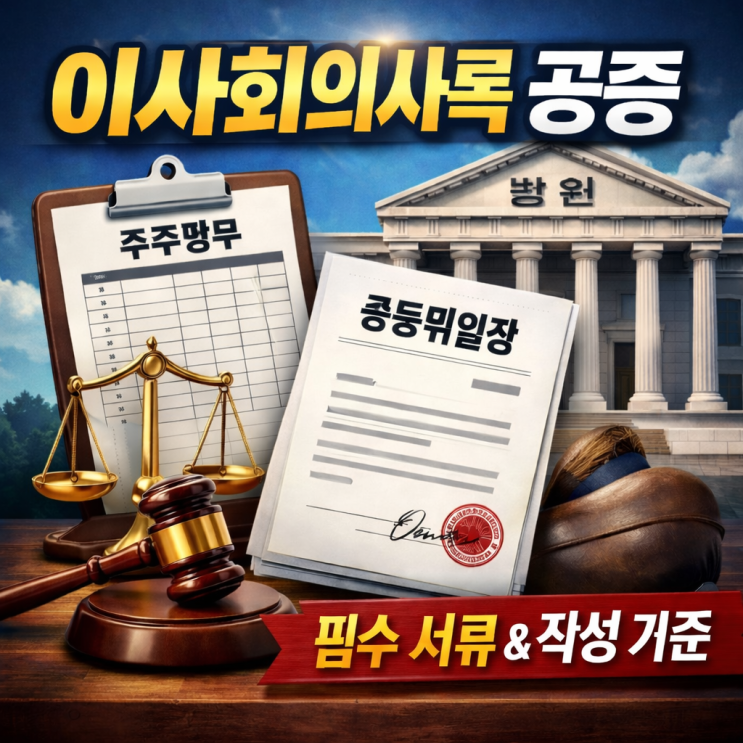  이사회 의사록 공증 법원양식 필수 서류와 주주명부·공증위임장 작성 기준