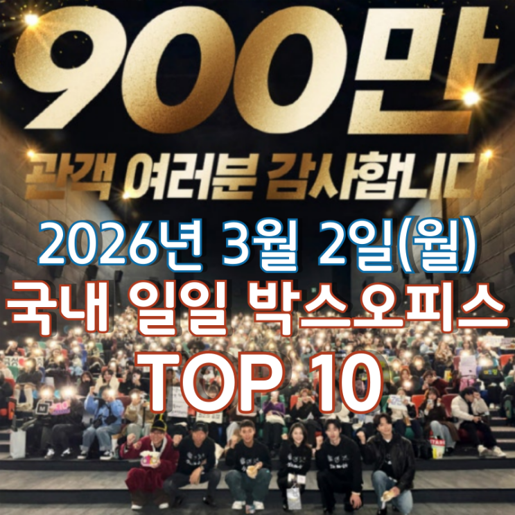  [3월 2일] 국내 박스오피스 - '왕과 사는 남자' 900만 돌파!