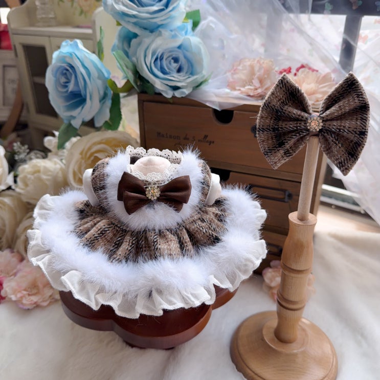  20cm 카라멜 크림 원피스 세트 인형옷 롱바디 체형 아이돌인형옷