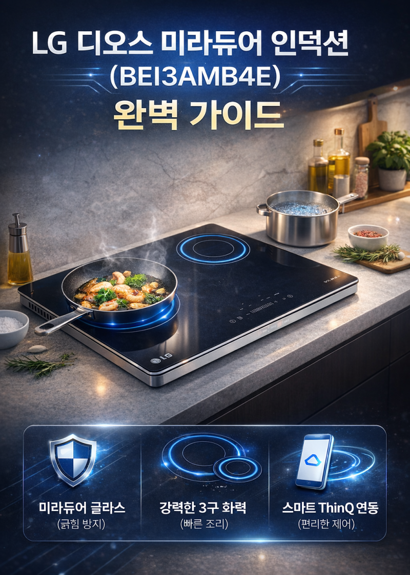 LG 디오스 3구 인덕션 전기레인지 미라듀어 BEI3AMB4E 90만원대 최저가 혜택받기