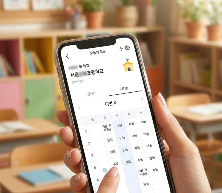  초등학교 시간표 어플 확인 방법! 학년별 조회 급식표까지 (모니모 앱)