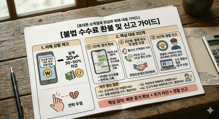 휴대폰 소액결제 현금화 피해 대응: 불법 수수료 환불 및 신고 가이드