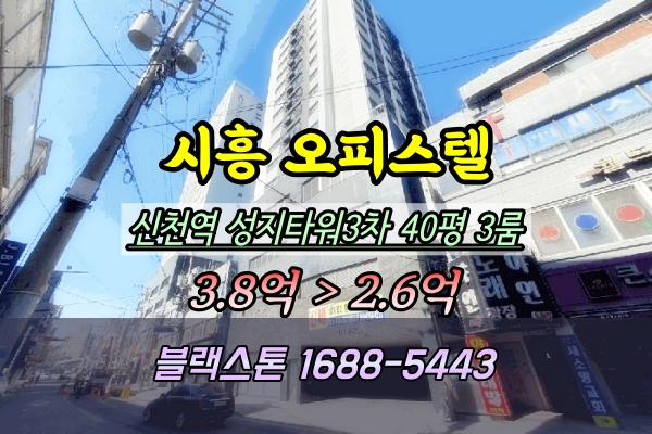  시흥시 신천동 성지타워3차 오피스텔 경매 3룸 탑층