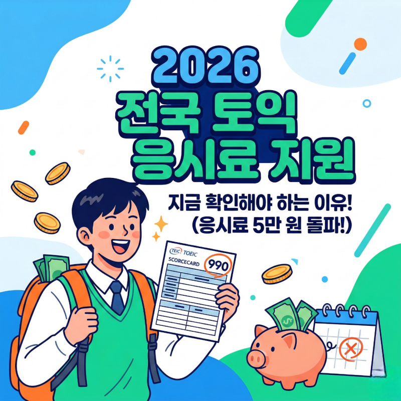 2026 토익 응시료 지원 총정리! 부산은 최대 10만원, 경기도는 30만원?
