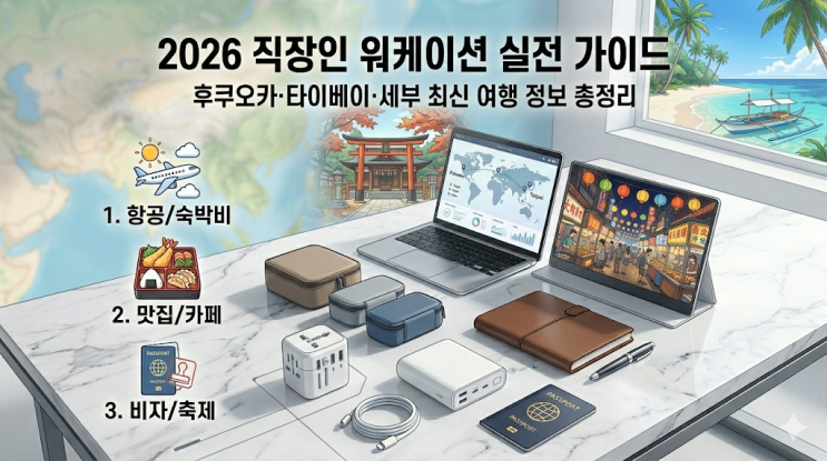  (서울에서 2시간)후쿠오카·타이베이·세부 최신 여행 정보 총정리 : 2026 직장인 워케이션 실전 가이드