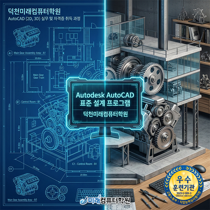  부산 강서구 캐드학원 AutoCAD 기초부터 2D & 3D 도면설계와 자격증 취득까지!